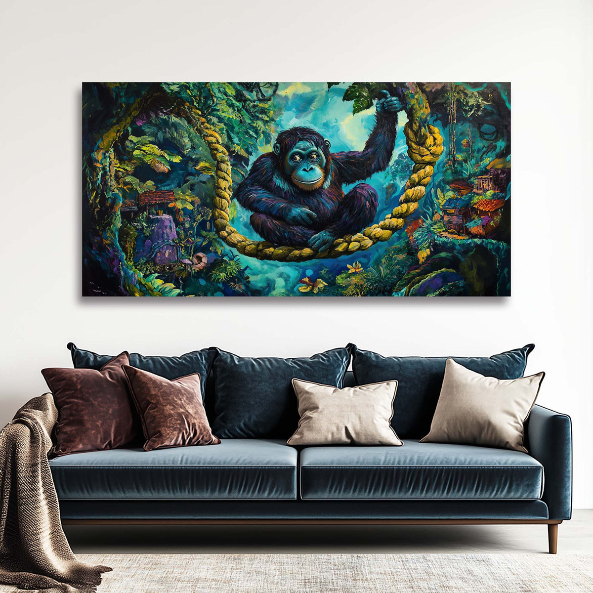 Green Fairytale Wall Art for Living Room Canvas Painting Prints Art Deco Artwork Office Bedroom Decor