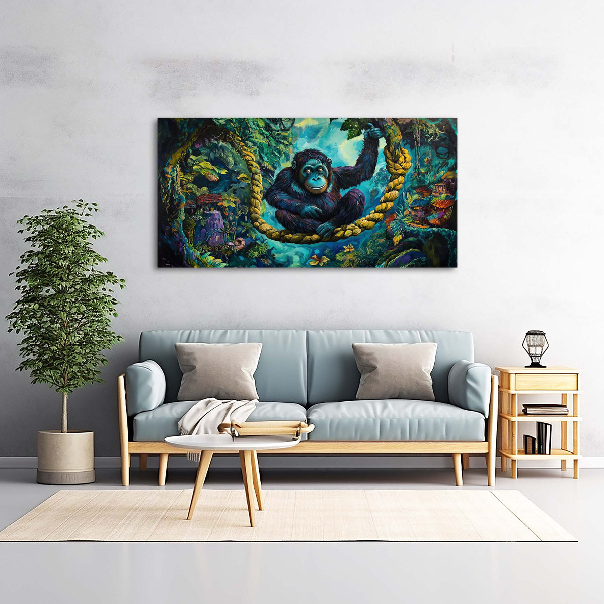 Green Fairytale Wall Art for Living Room Canvas Painting Prints Art Deco Artwork Office Bedroom Decor