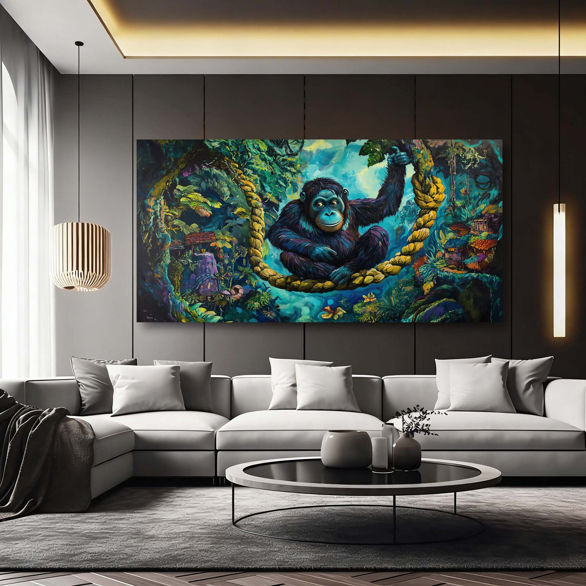 Green Fairytale Wall Art for Living Room Canvas Painting Prints Art Deco Artwork Office Bedroom Decor