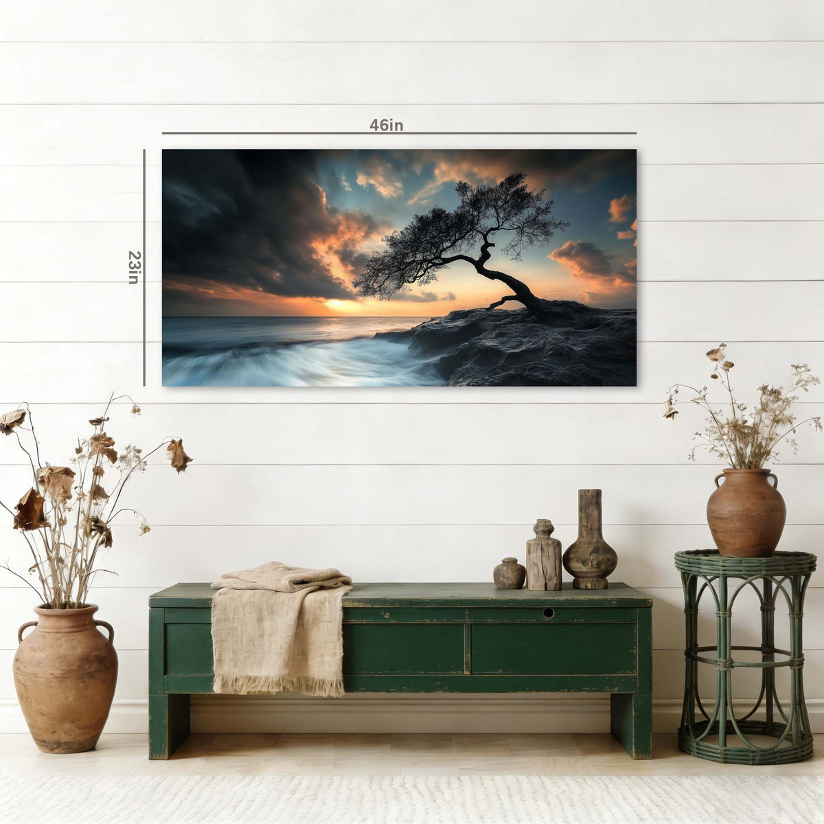 Navy Blue Nature Wall Art for Living Room Canvas Painting Prints Art Deco Artwork Office Bedroom Decor