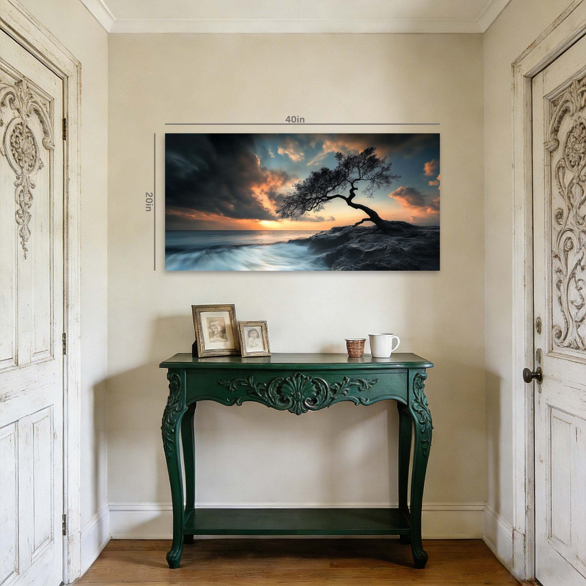 Navy Blue Nature Wall Art for Living Room Canvas Painting Prints Art Deco Artwork Office Bedroom Decor