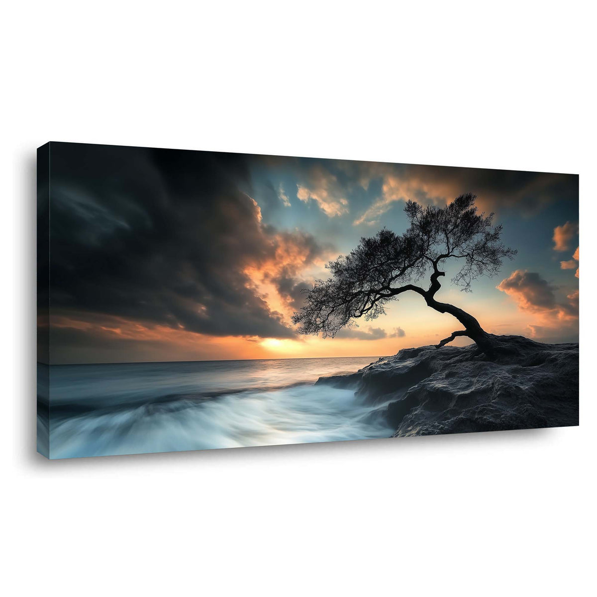 Navy Blue Nature Wall Art for Living Room Canvas Painting Prints Art Deco Artwork Office Bedroom Decor