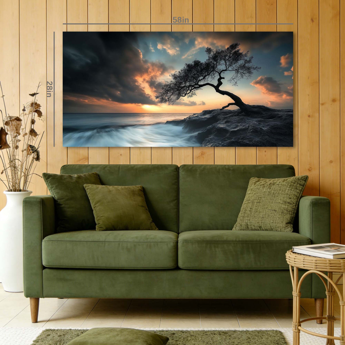 Navy Blue Nature Wall Art for Living Room Canvas Painting Prints Art Deco Artwork Office Bedroom Decor