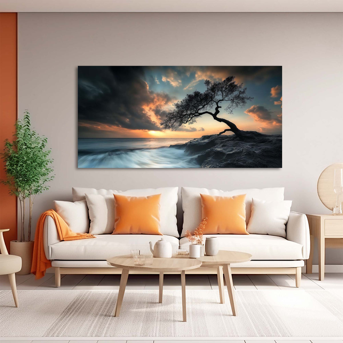 Navy Blue Nature Wall Art for Living Room Canvas Painting Prints Art Deco Artwork Office Bedroom Decor