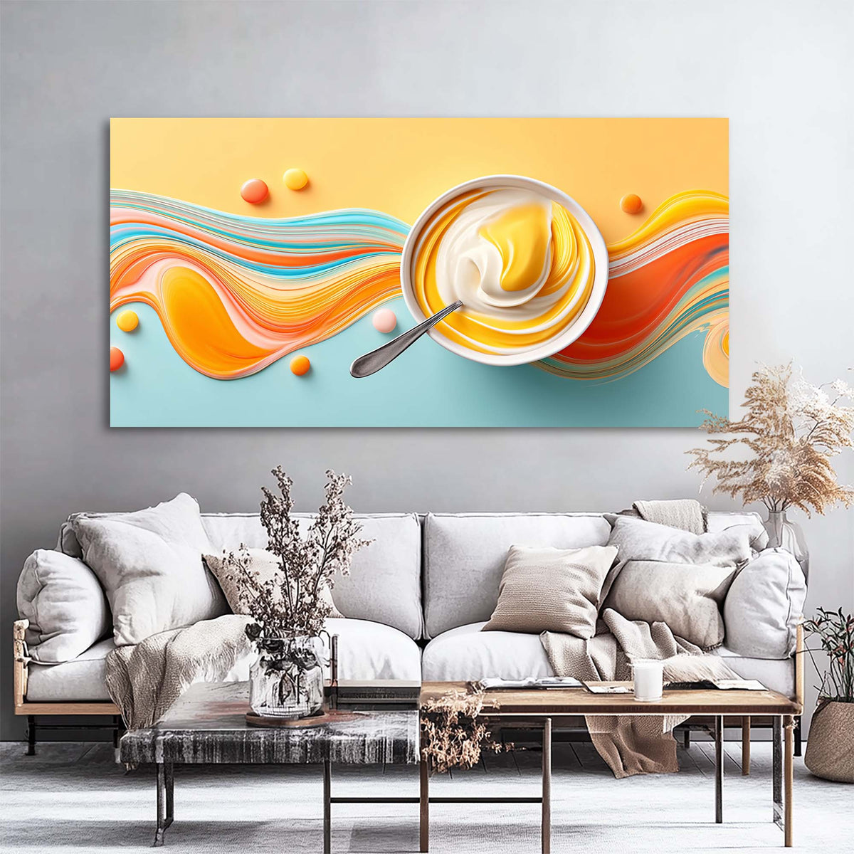 White Pretty Abstract Wall Art Canvas Painting Prints Artwor Office Bedroom Living Room Decor