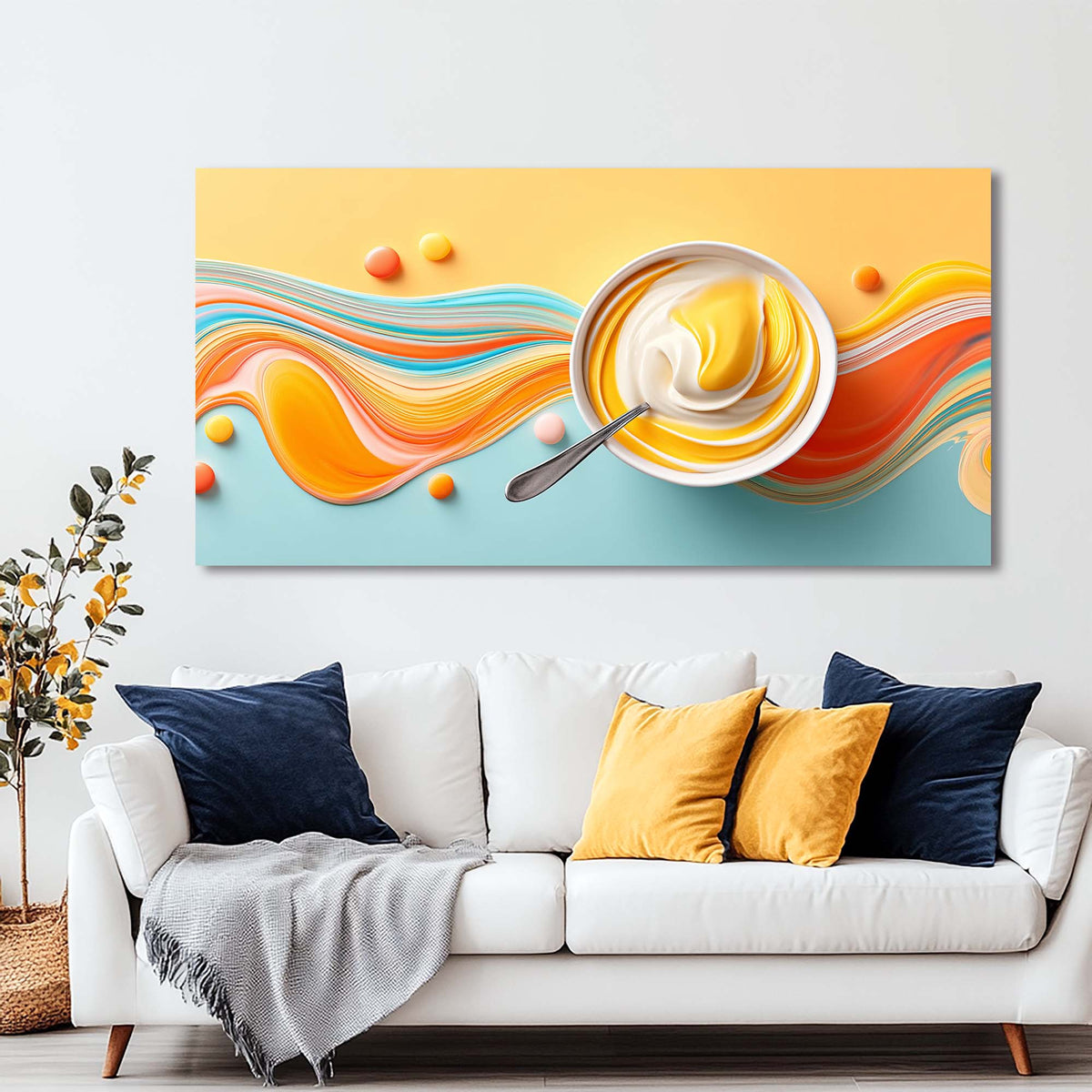 White Pretty Abstract Wall Art Canvas Painting Prints Artwor Office Bedroom Living Room Decor