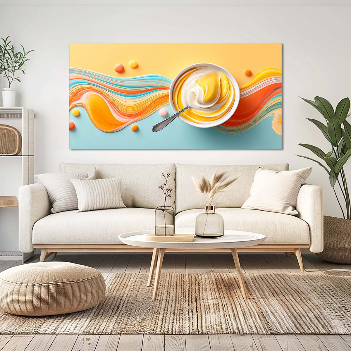 White Pretty Abstract Wall Art Canvas Painting Prints Artwor Office Bedroom Living Room Decor