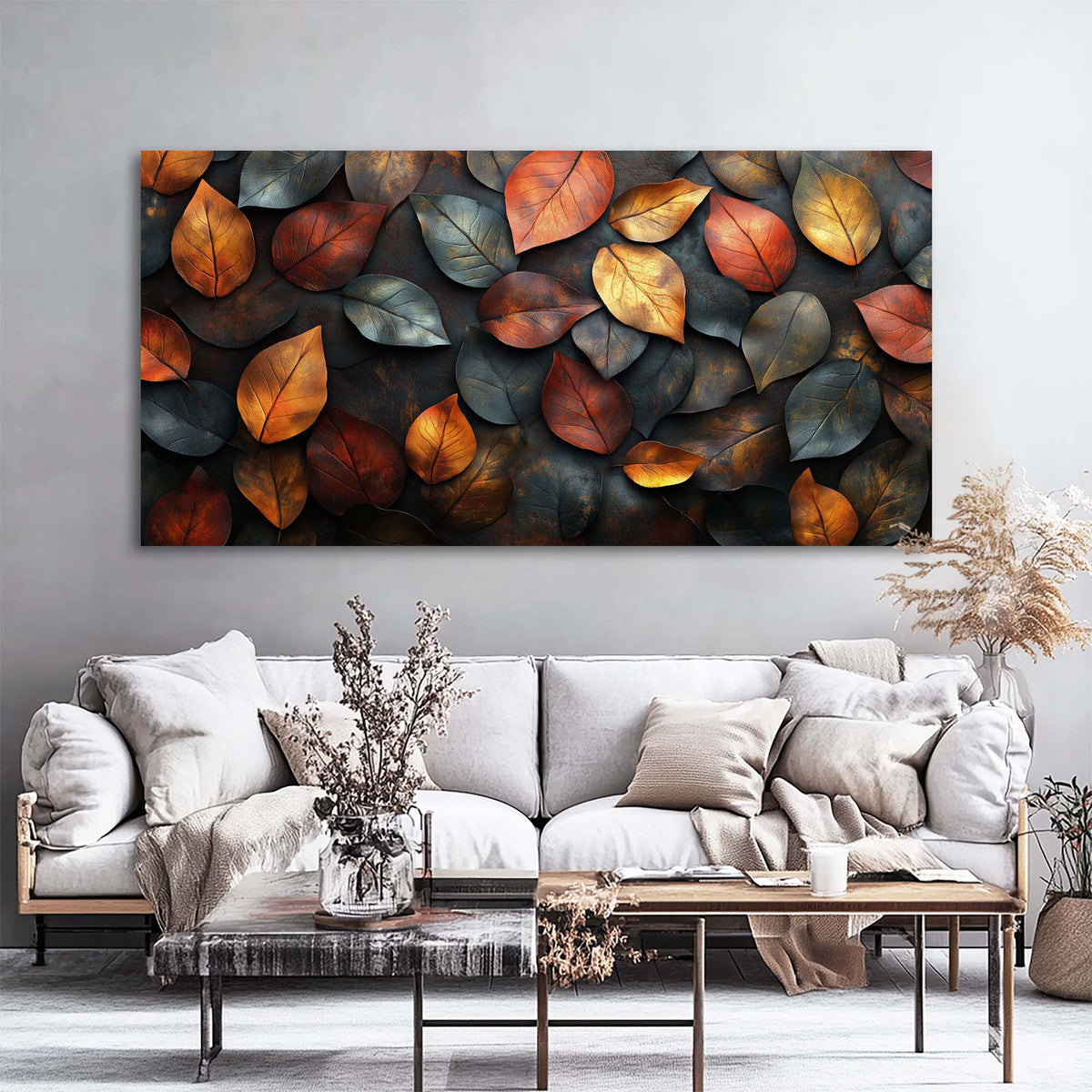 Orange Floral Nature Canvas Wall Art for Living Room Prints Artwork Bedroom Office Decor