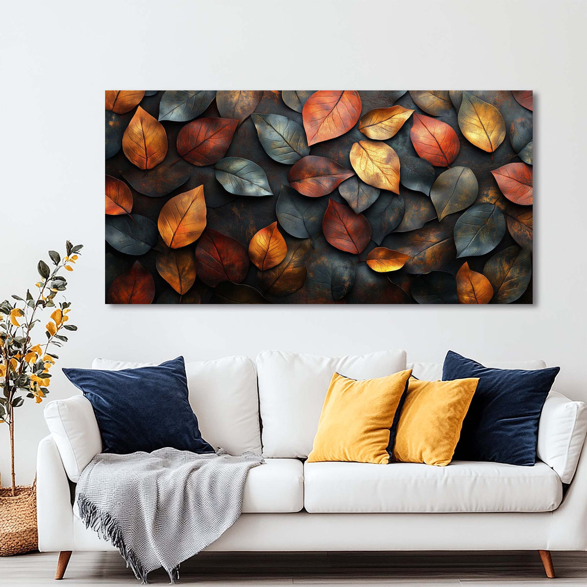 Orange Floral Nature Canvas Wall Art for Living Room Prints Artwork Bedroom Office Decor