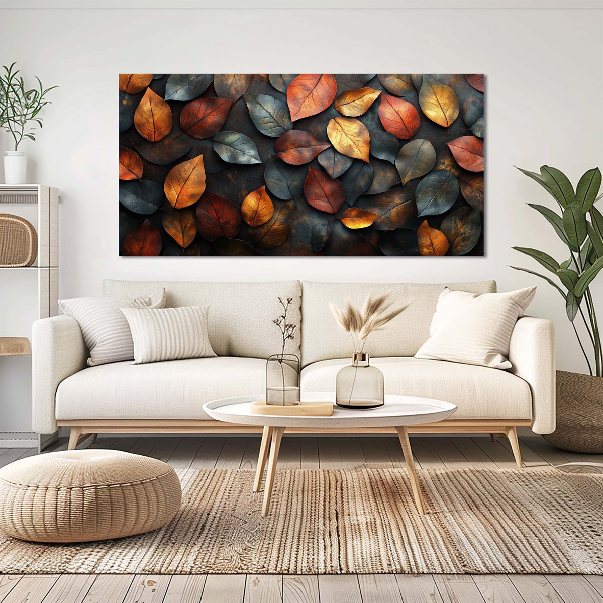 Orange Floral Nature Canvas Wall Art for Living Room Prints Artwork Bedroom Office Decor