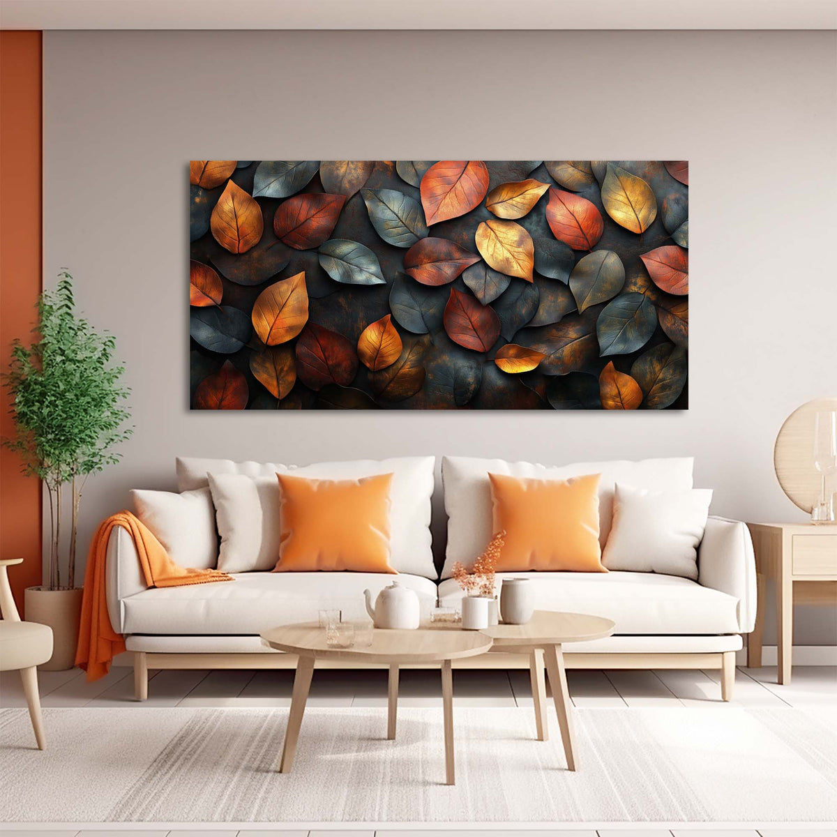 Orange Floral Nature Canvas Wall Art for Living Room Prints Artwork Bedroom Office Decor