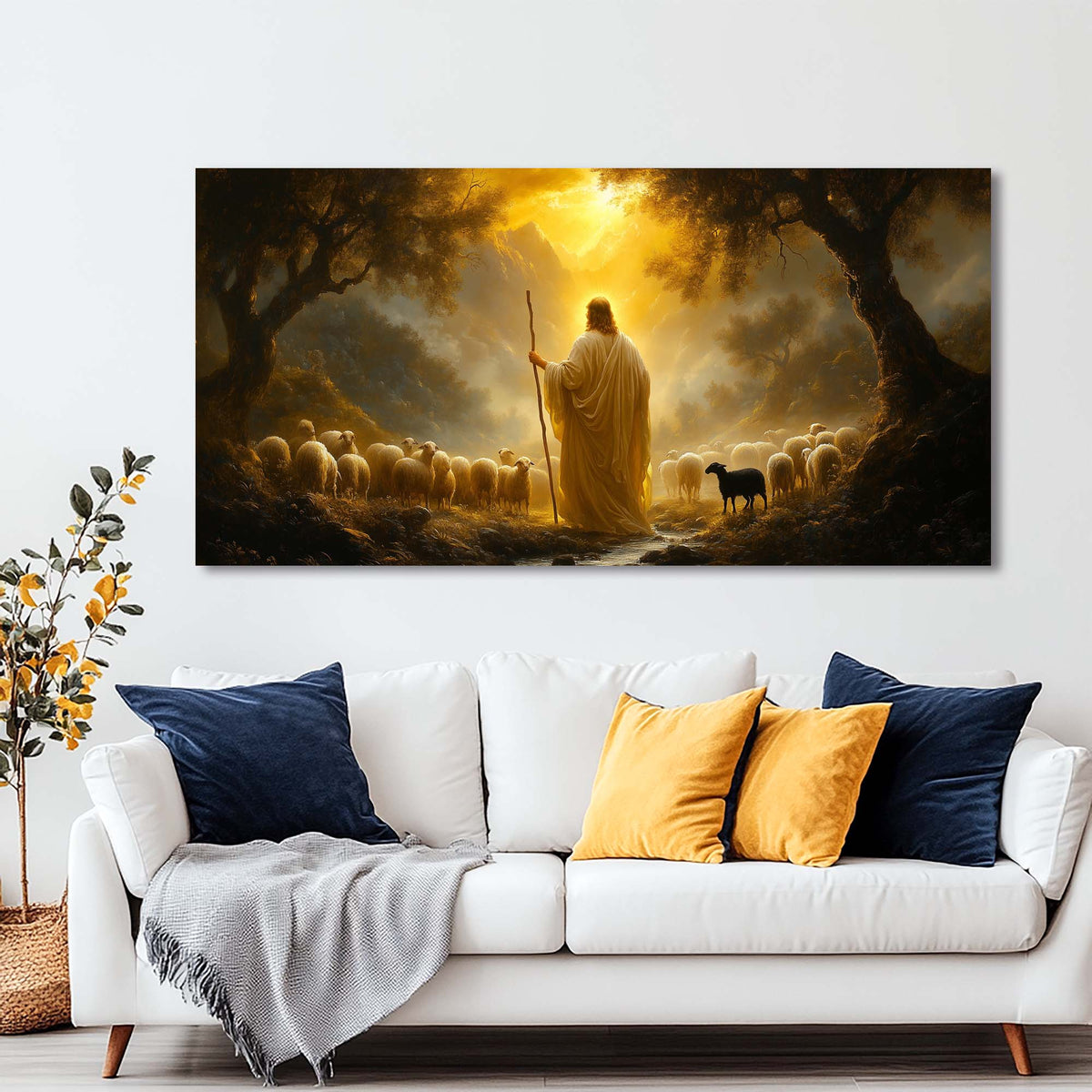 White Fantasy Religious Wall Art Modern Canvas Painting Prints Artwork Office Hallway Bedroom Living Room Decor