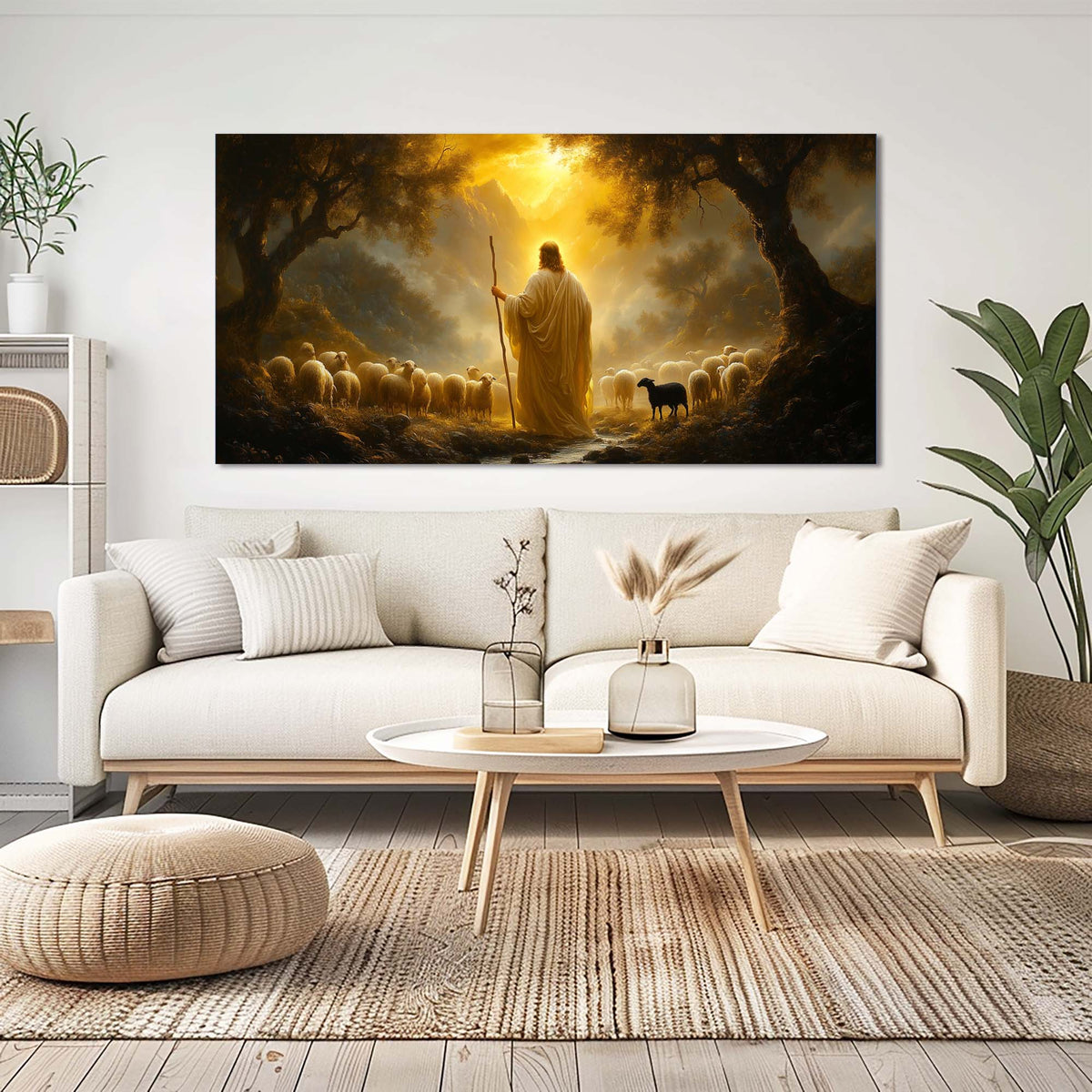 White Fantasy Religious Wall Art Modern Canvas Painting Prints Artwork Office Hallway Bedroom Living Room Decor