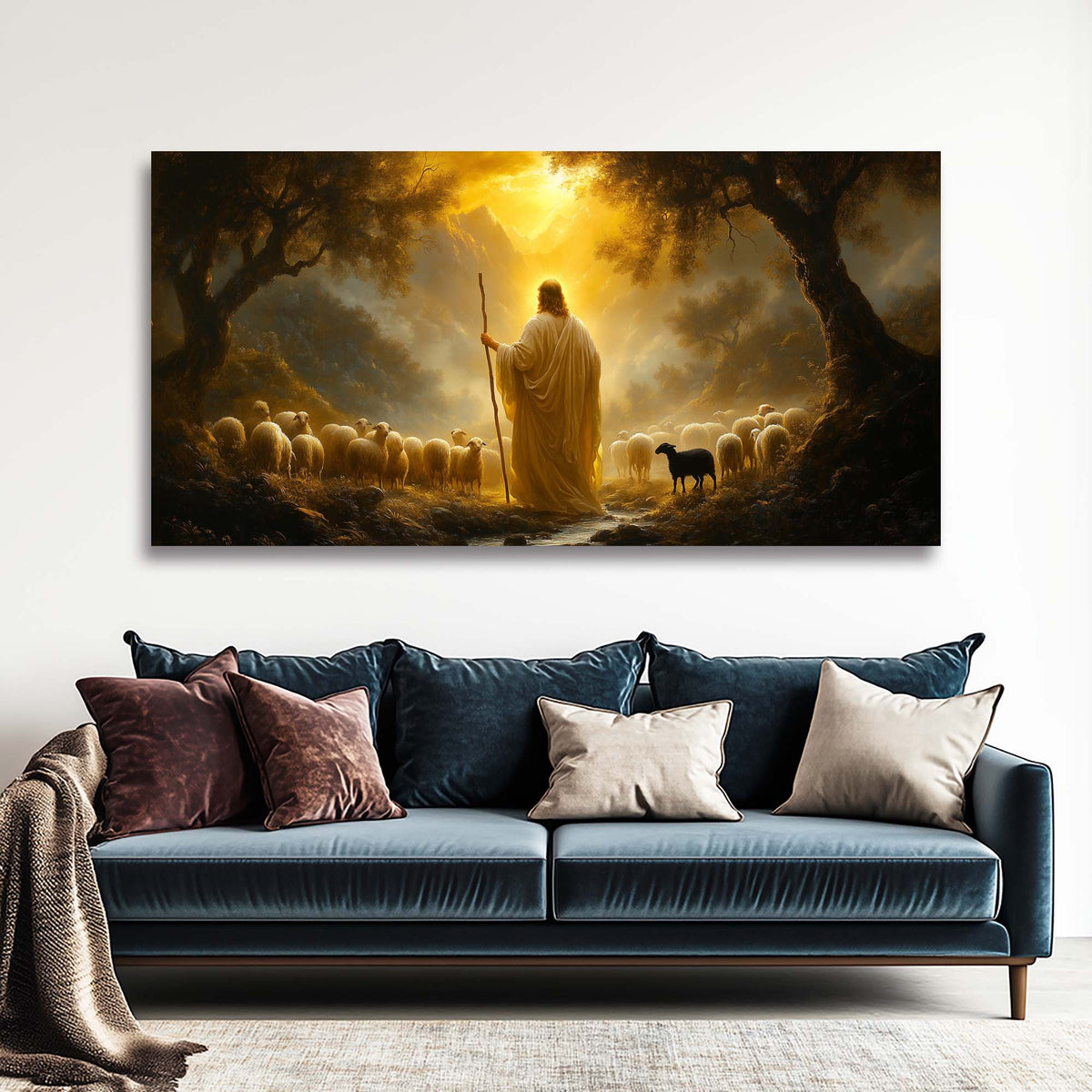 White Fantasy Religious Wall Art Modern Canvas Painting Prints Artwork Office Hallway Bedroom Living Room Decor