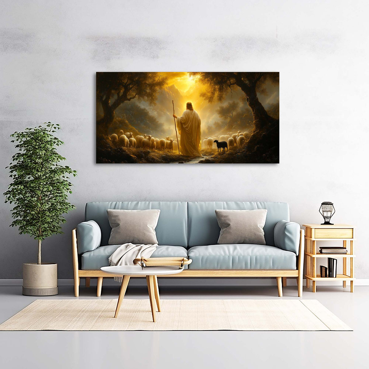 White Fantasy Religious Wall Art Modern Canvas Painting Prints Artwork Office Hallway Bedroom Living Room Decor