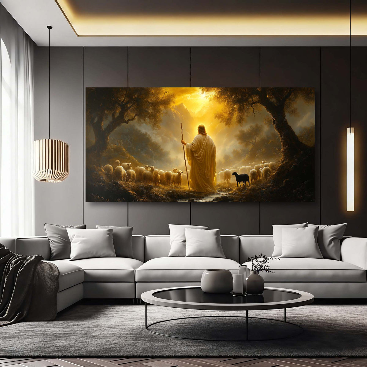 White Fantasy Religious Wall Art Modern Canvas Painting Prints Artwork Office Hallway Bedroom Living Room Decor