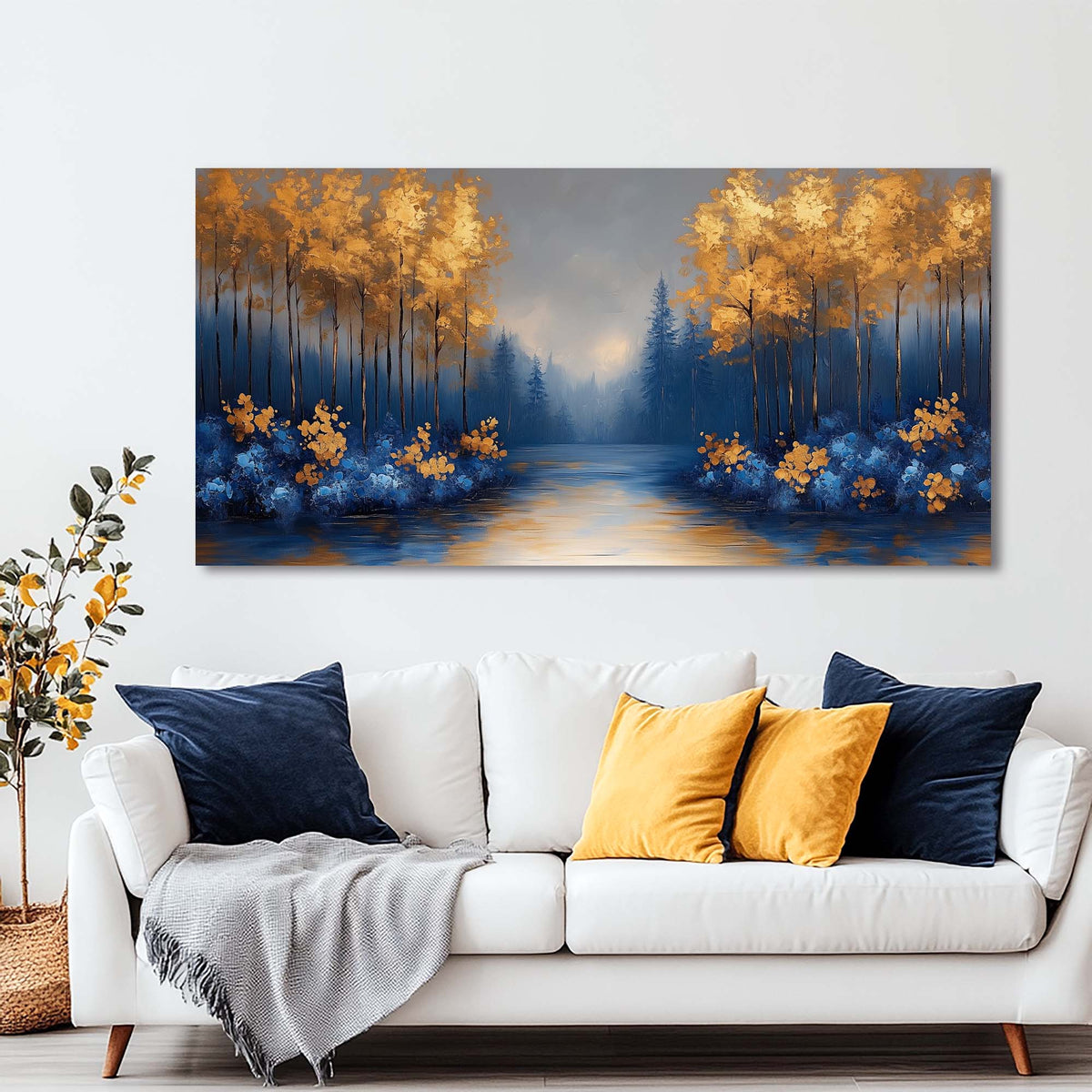 Blue Fantasy Nature Wall Art Modern Canvas Painting Prints Artwork Office Hallway Bedroom Living Room Decor
