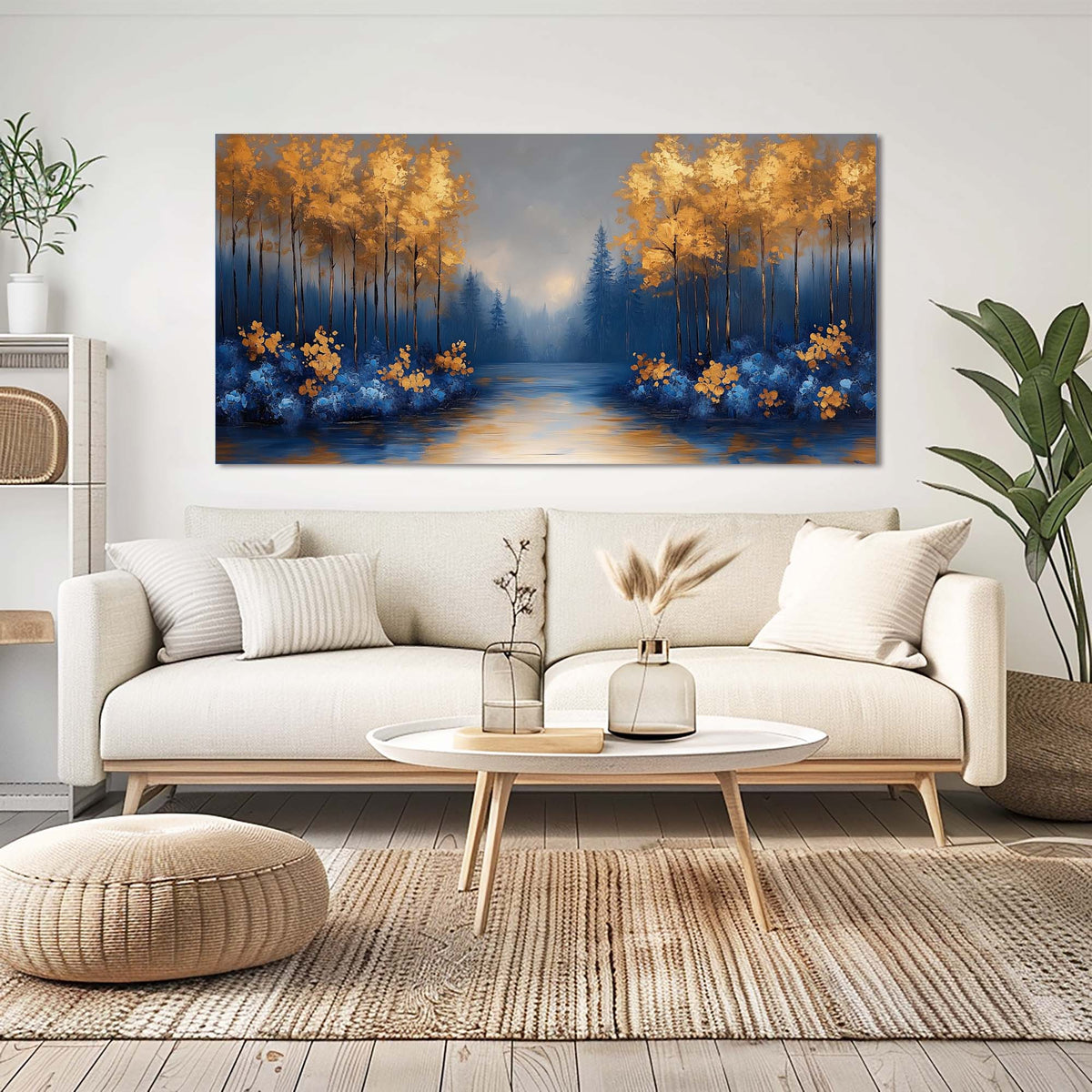 Blue Fantasy Nature Wall Art Modern Canvas Painting Prints Artwork Office Hallway Bedroom Living Room Decor