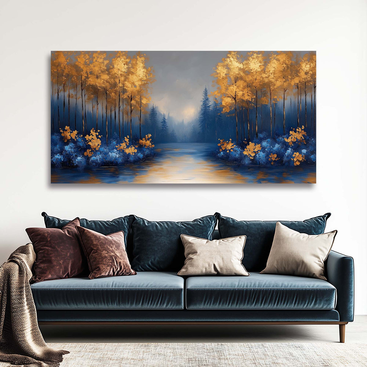 Blue Fantasy Nature Wall Art Modern Canvas Painting Prints Artwork Office Hallway Bedroom Living Room Decor