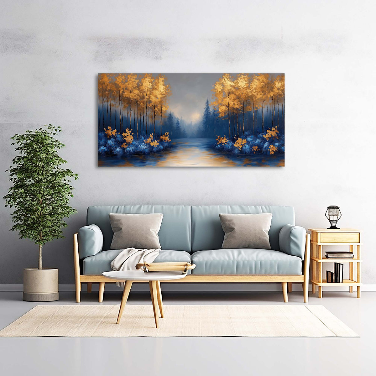 Blue Fantasy Nature Wall Art Modern Canvas Painting Prints Artwork Office Hallway Bedroom Living Room Decor