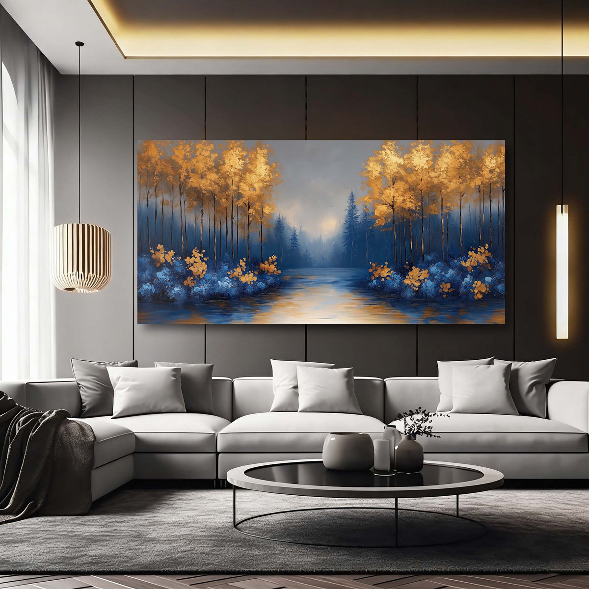 Blue Fantasy Nature Wall Art Modern Canvas Painting Prints Artwork Office Hallway Bedroom Living Room Decor