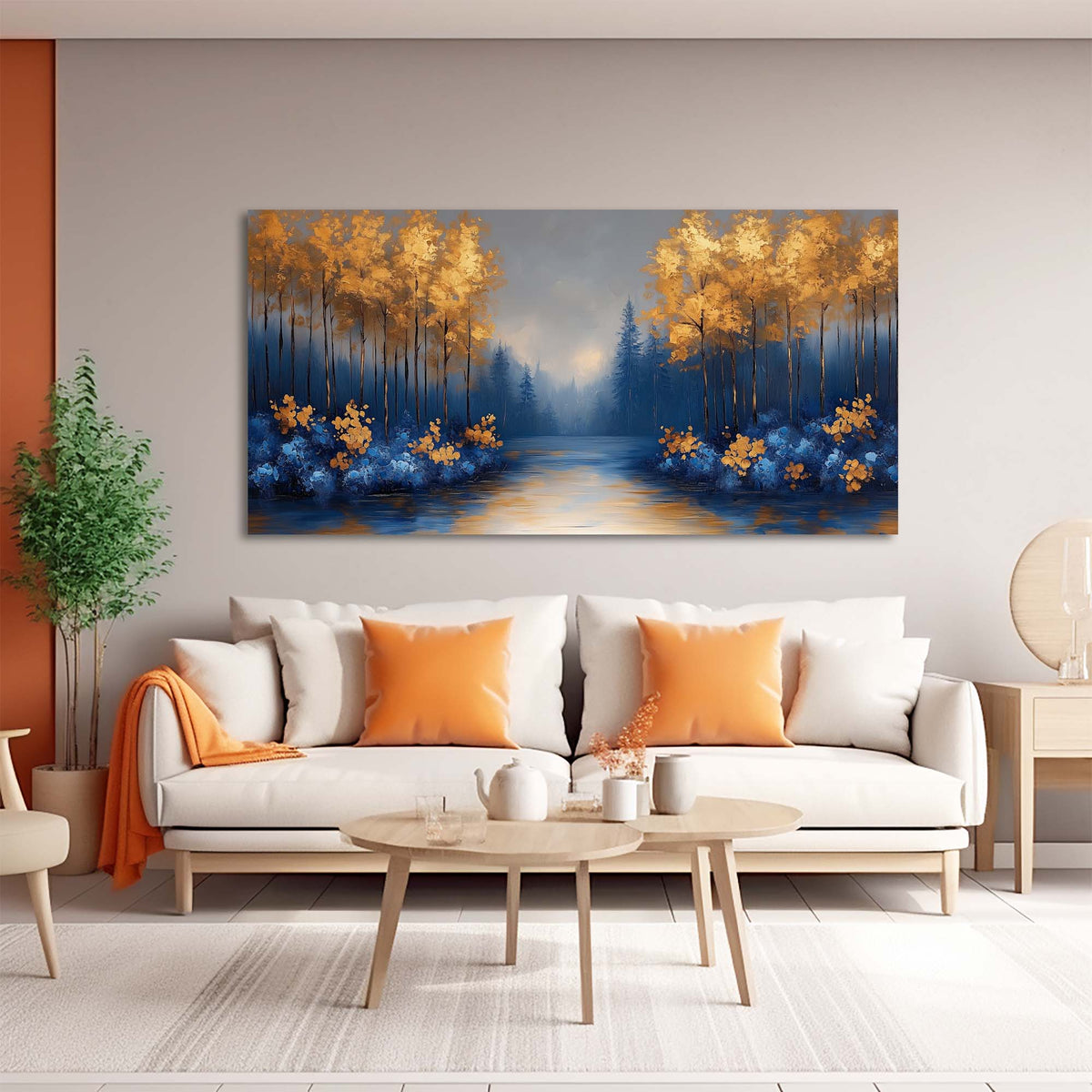 Blue Fantasy Nature Wall Art Modern Canvas Painting Prints Artwork Office Hallway Bedroom Living Room Decor