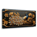 Metallic Gold Art Deco Peacock Floral Embossed Wall Art Art Deco Painting Prints Canvas Artwork Living Room Family Bedroom Office Decor